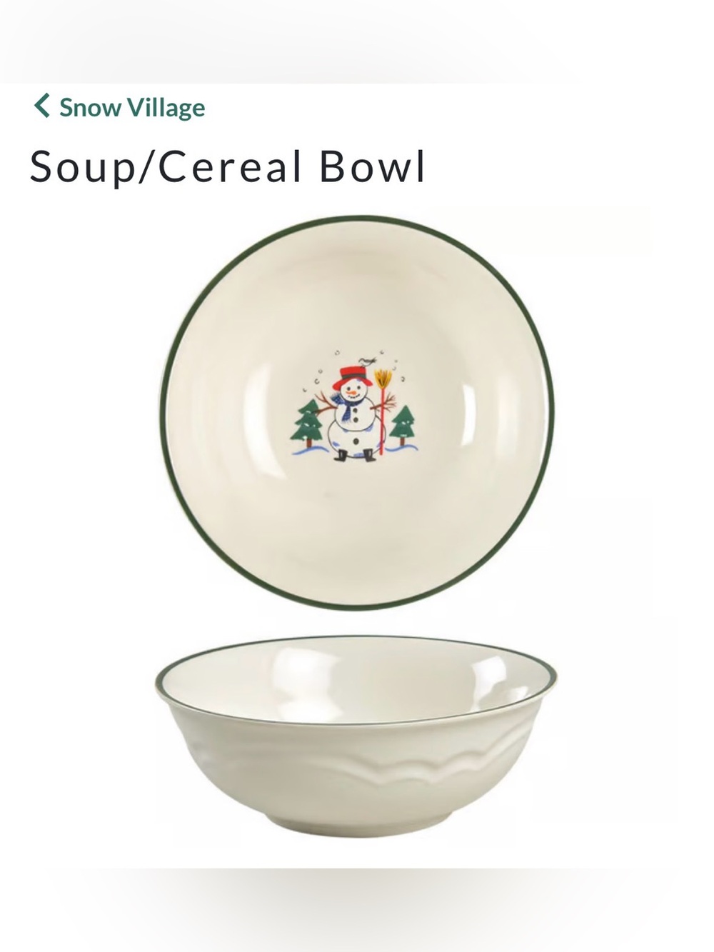 Good used condition cereal bowl Pfatzgraff Snow Village design